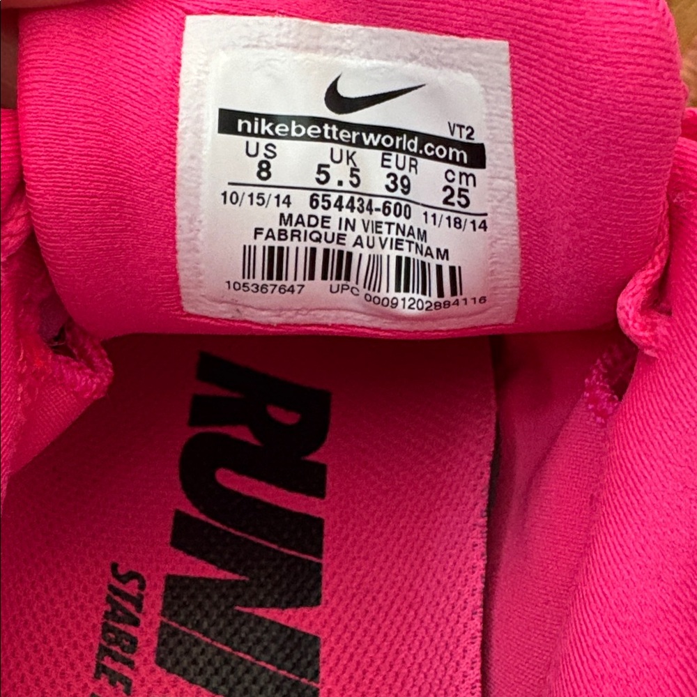 Nike Women's Hot Pink and Black Running Shoes Size 8 - Picture 8 of 8